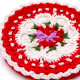 Red Floral Crochet Cotton Yarn Handcrafted Doily